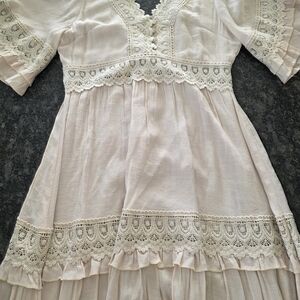 NWT/Bluivy Cream Lace Womens Casual Dress